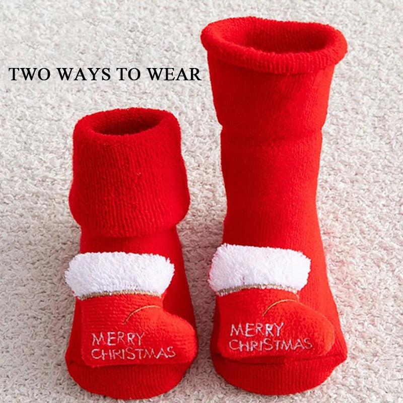 Non-slip Print Cotton Toddler Baby Christmas Socks for Newborns