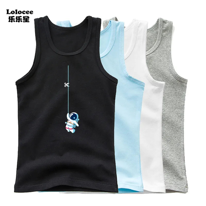 Stylish Kids Cotton Sleeveless T-Shirt – 4-Pack Summer Set