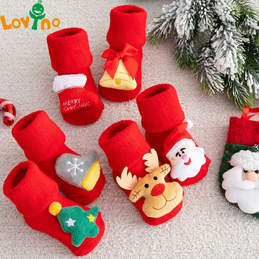 Non-slip Print Cotton Toddler Baby Christmas Socks for Newborns