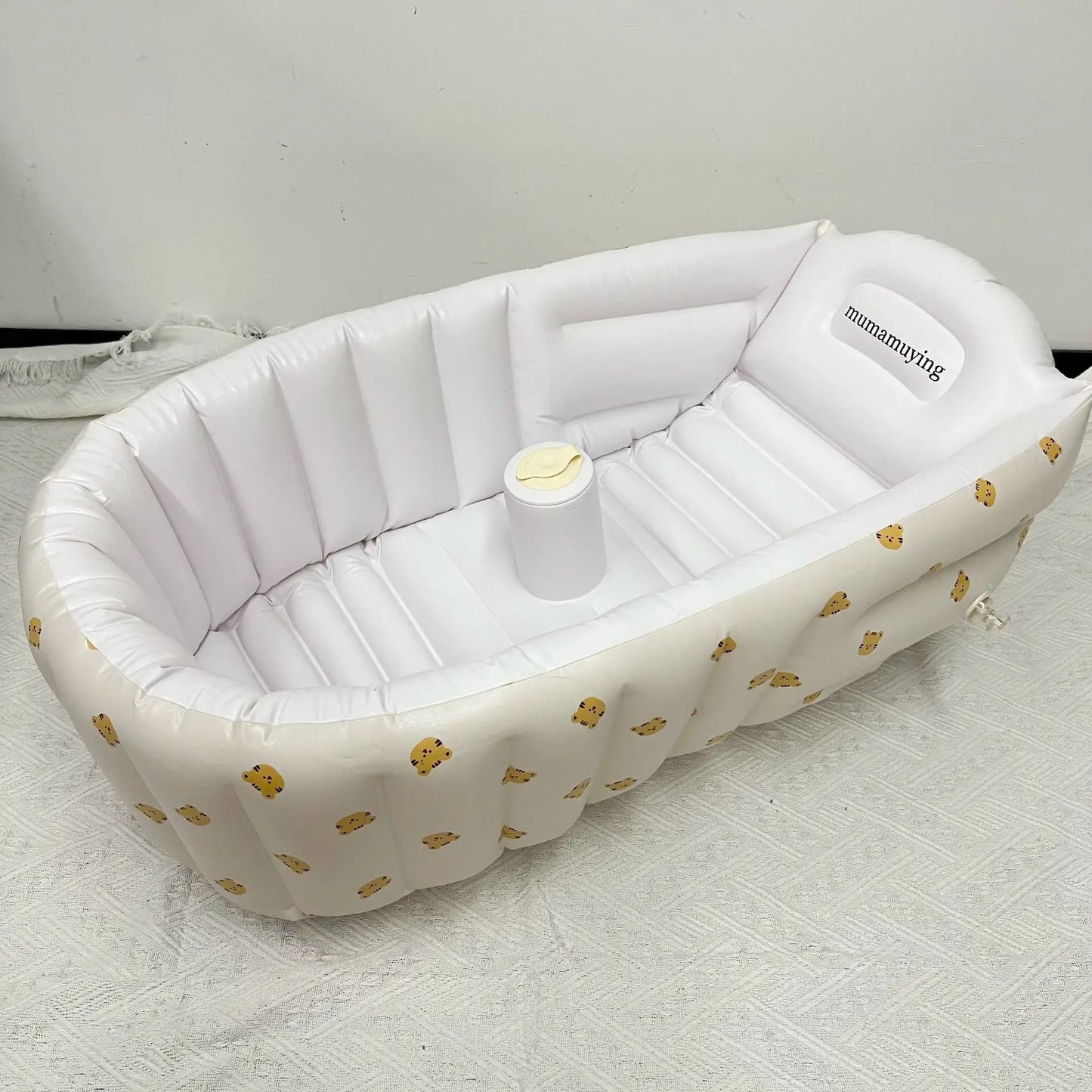 Cute Inflatable Baby Bathtub with Headrest & Stopper