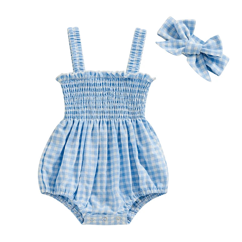 Charming Baby Girl Short Sleeve Romper with Headband Set