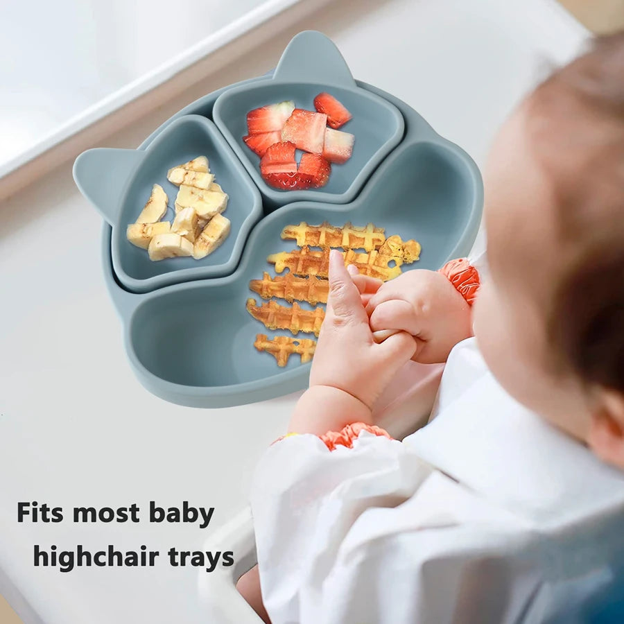 Silicone Baby Plate with Suction + 2 Small Bowls