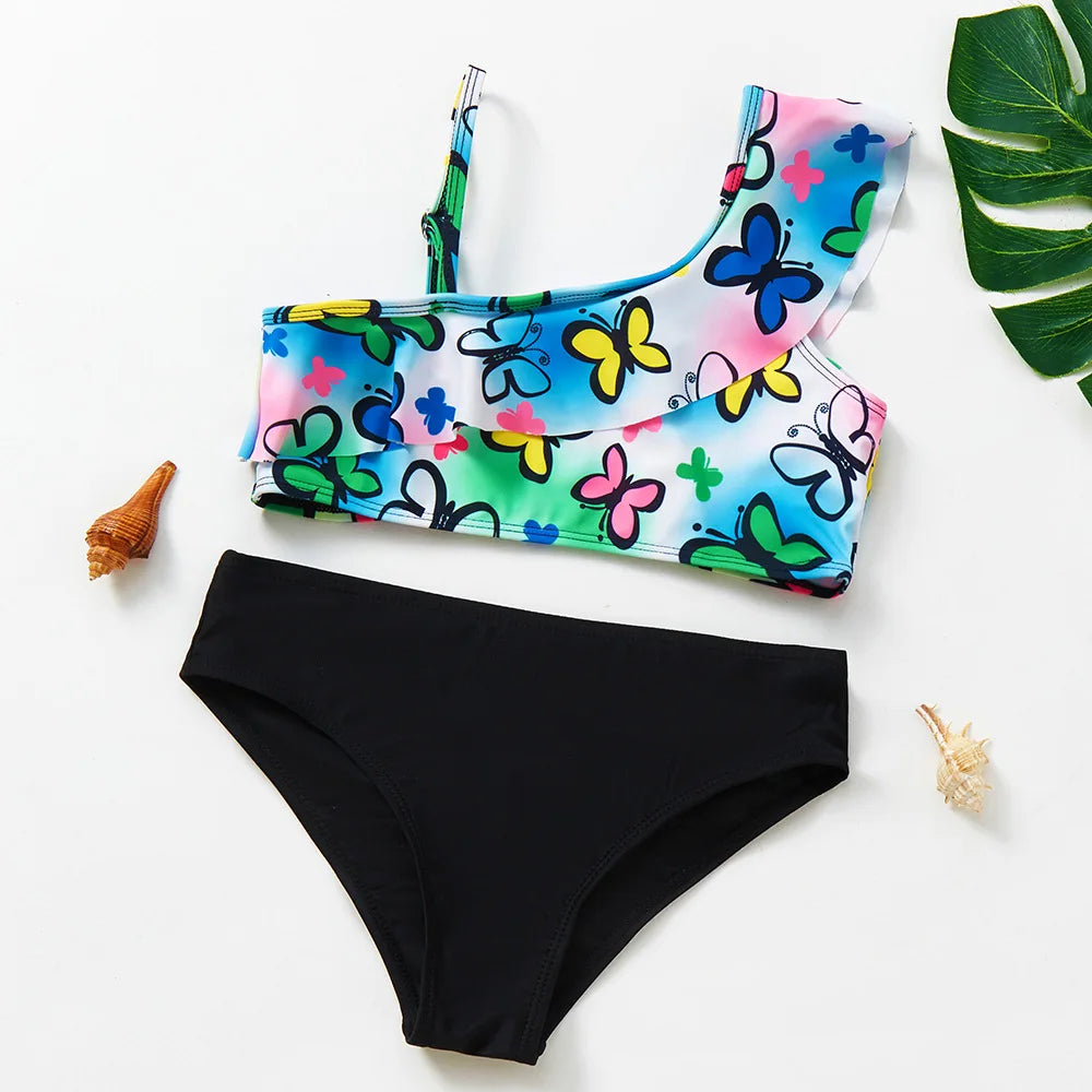 Charming Girls Swimsuits Fish Scale Print