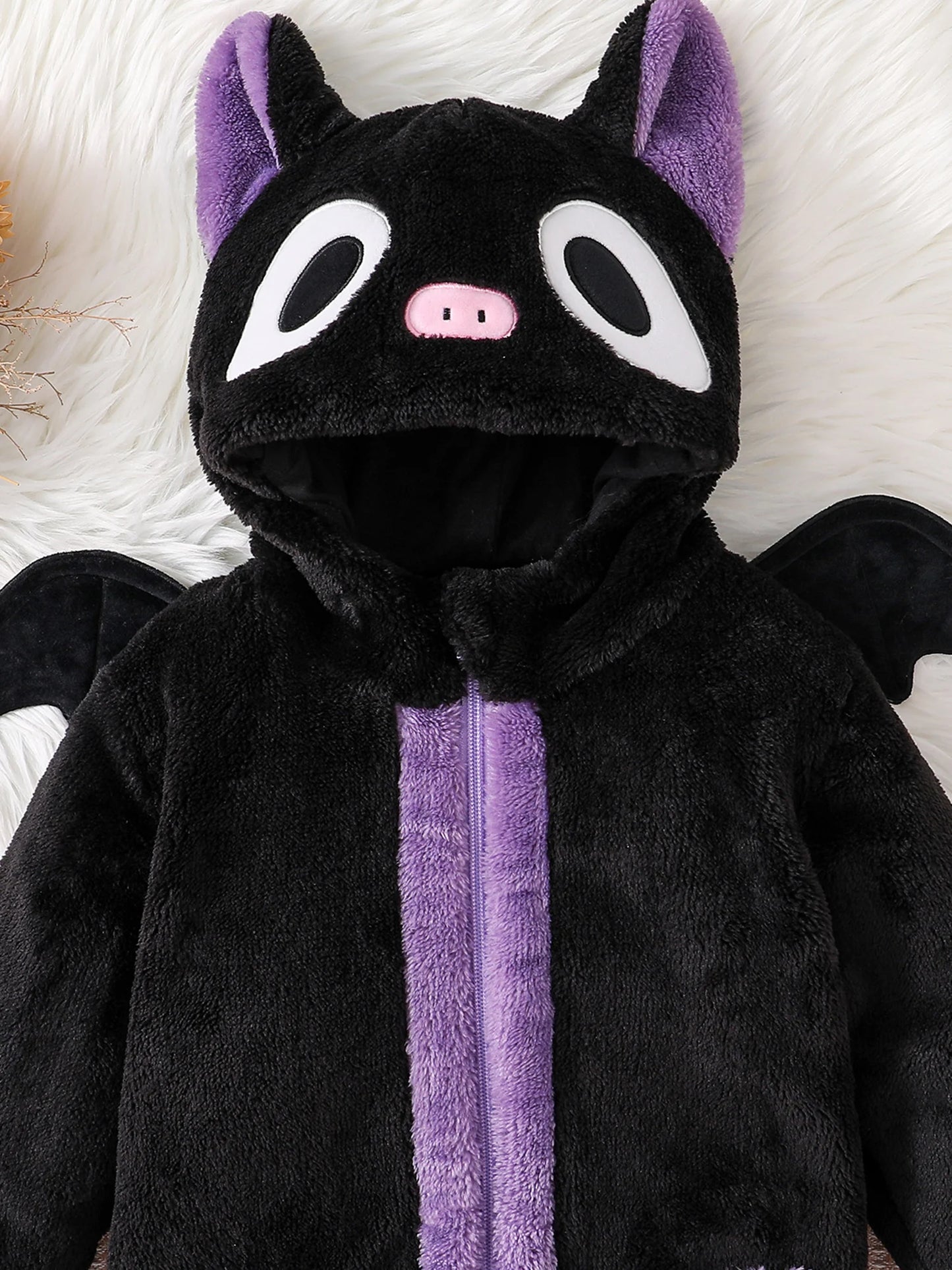 Black Cat Fleece Jumpsuit Costume – Toddler Baby Romper Halloween