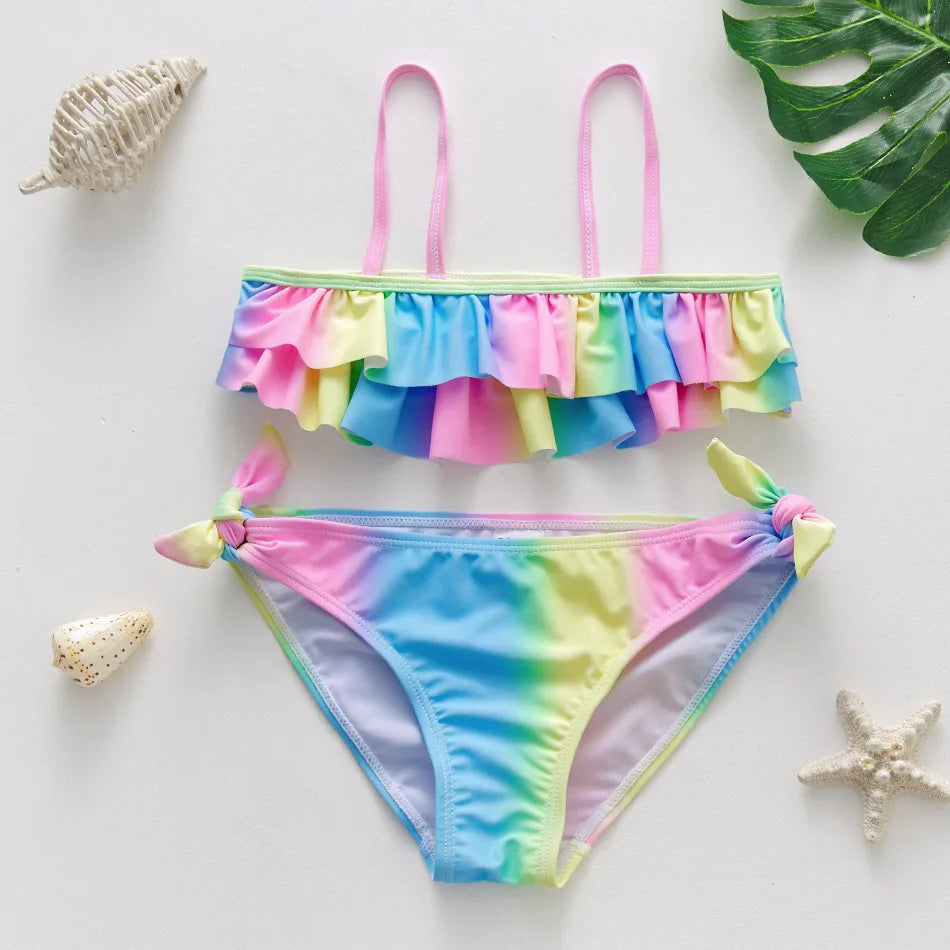 Charming Girls Swimsuits Fish Scale Print