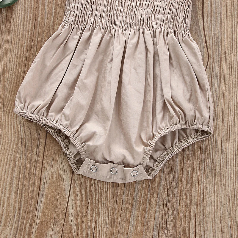 Charming Baby Girl Short Sleeve Romper with Headband Set