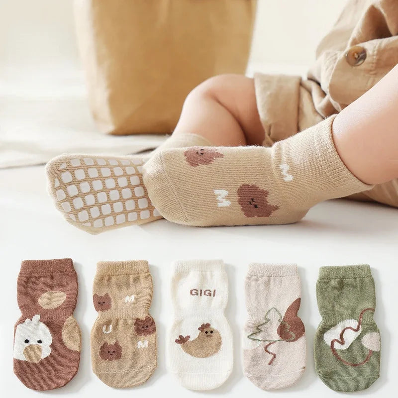 Autumn Winter  Socks Babies Non-slip Floor Sock Cartoon Bear Duck Cotton Print Newborn Toddler Accessories