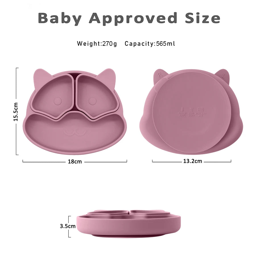 Silicone Baby Plate with Suction + 2 Small Bowls