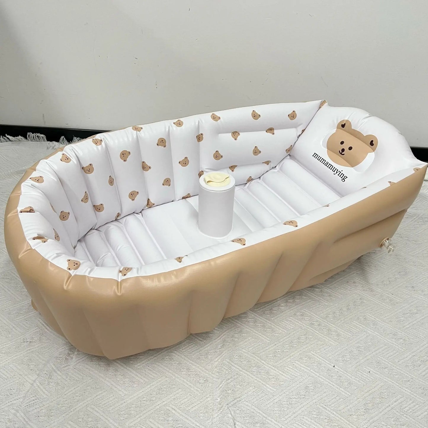 Cute Inflatable Baby Bathtub with Headrest & Stopper