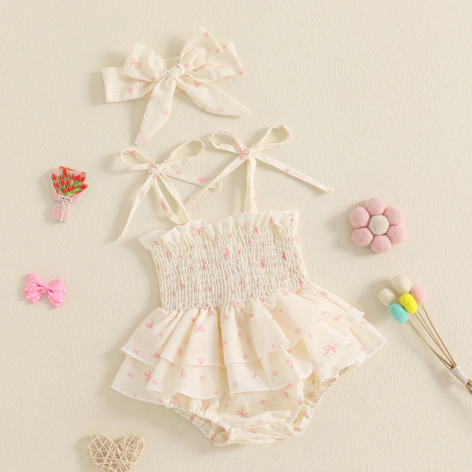 Adorable Baby Princess Dress with Hairband – Summer Ruffle Set