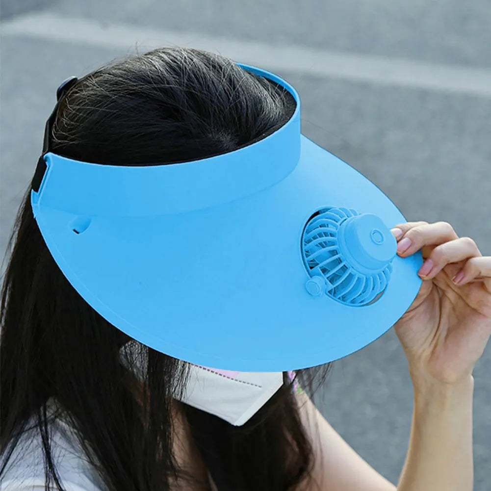 Solar-Powered Sun Visor Hat with Cooling Fan – 3 Speeds