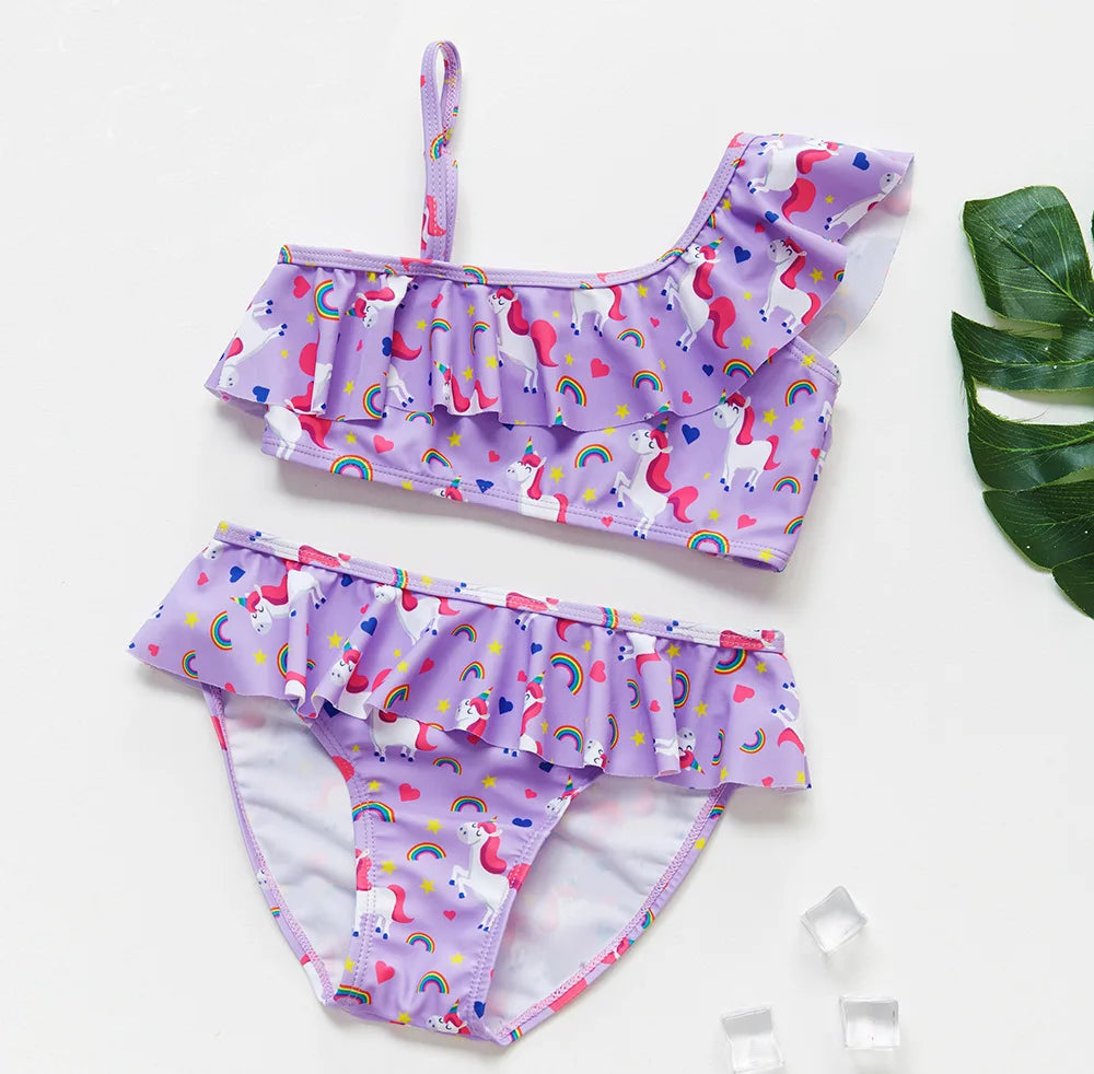 Charming Girls Swimsuits Fish Scale Print