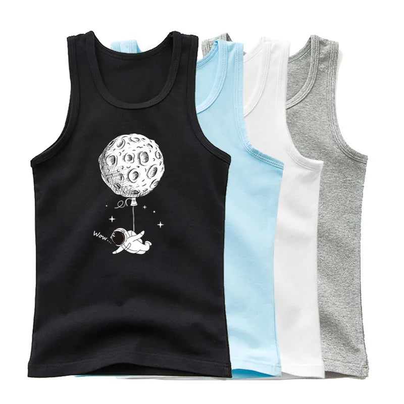 Stylish Kids Cotton Sleeveless T-Shirt – 4-Pack Summer Set