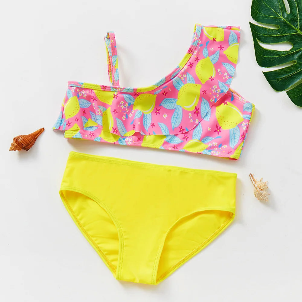 Charming Girls Swimsuits Fish Scale Print