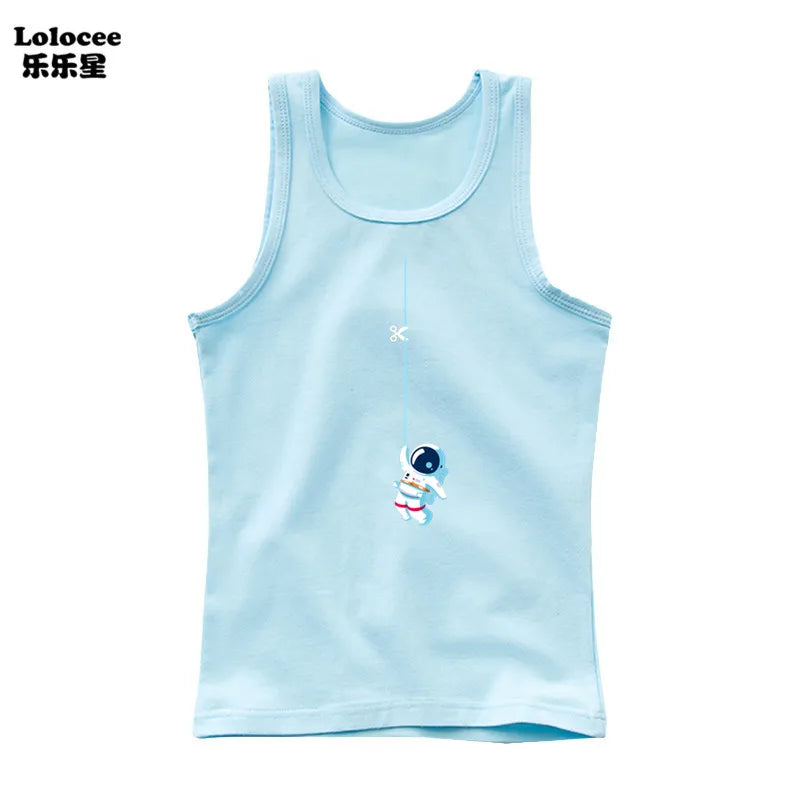 Stylish Kids Cotton Sleeveless T-Shirt – 4-Pack Summer Set