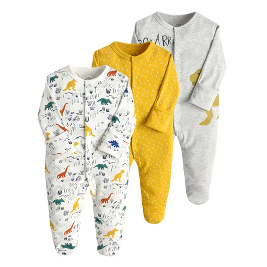 Trio Set soft cotton long sleeves rompers "Mixed Prints"