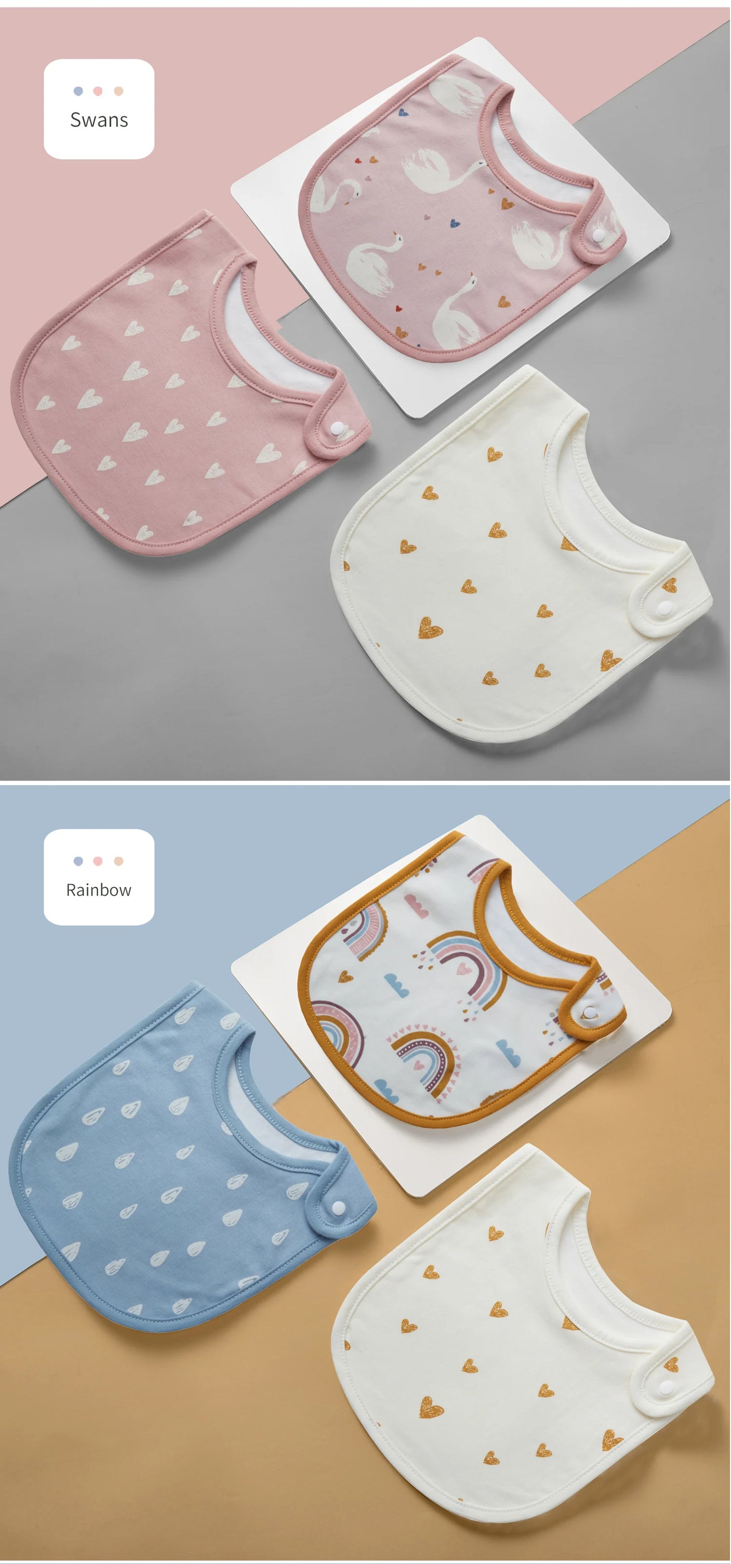 3pcs/set Baby Girl Boy Feeding Bibs Waterproof Apron Cartoon Towel Kids Toddler Dinner Bandanas Burp Cloths Baby Accessories