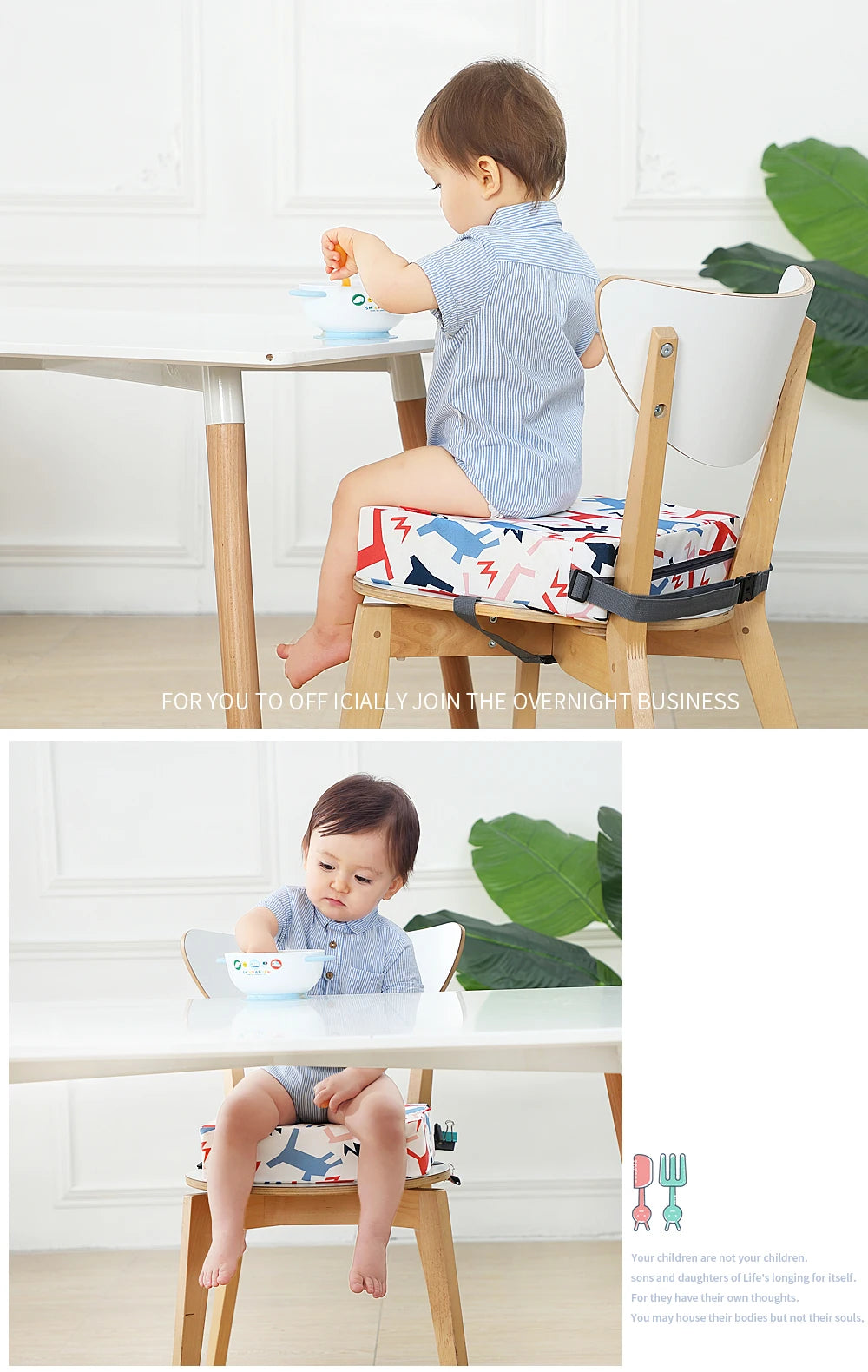 Children Kids Increased Booster Seat Cushion Pad Pillow Baby Dining High Chair Seat Cushions Adjustable Removable Baby Safety