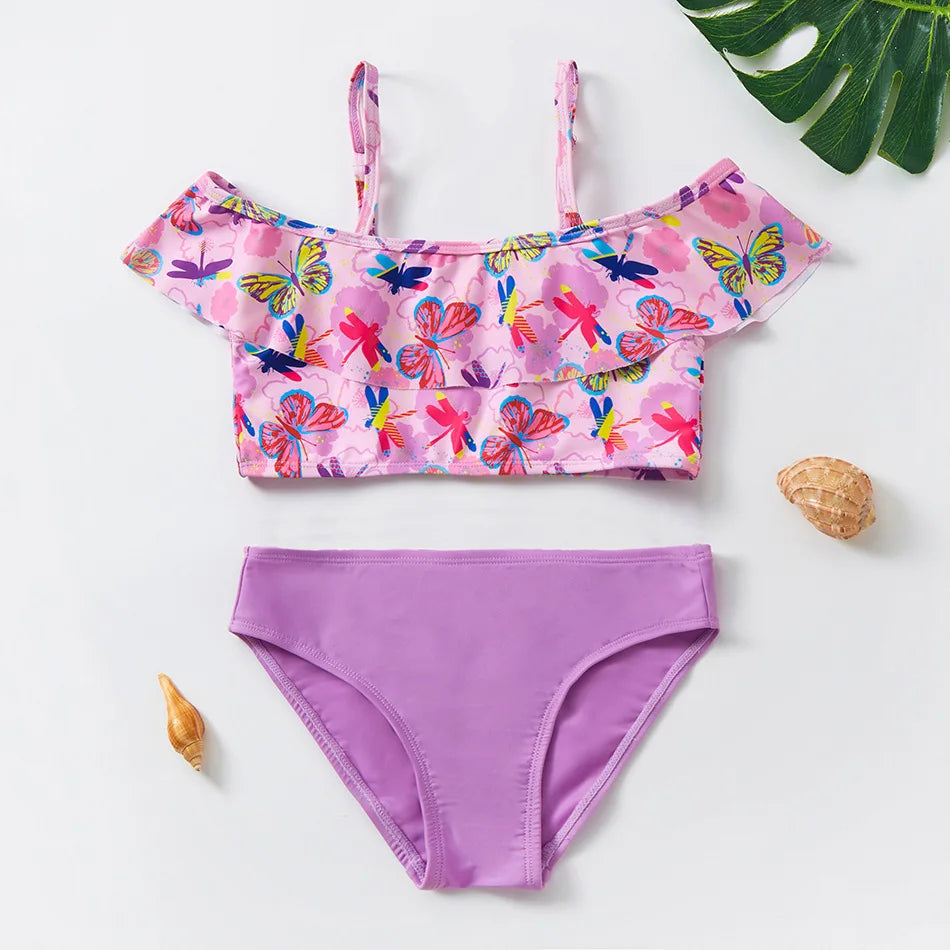 Charming Girls Swimsuits Fish Scale Print