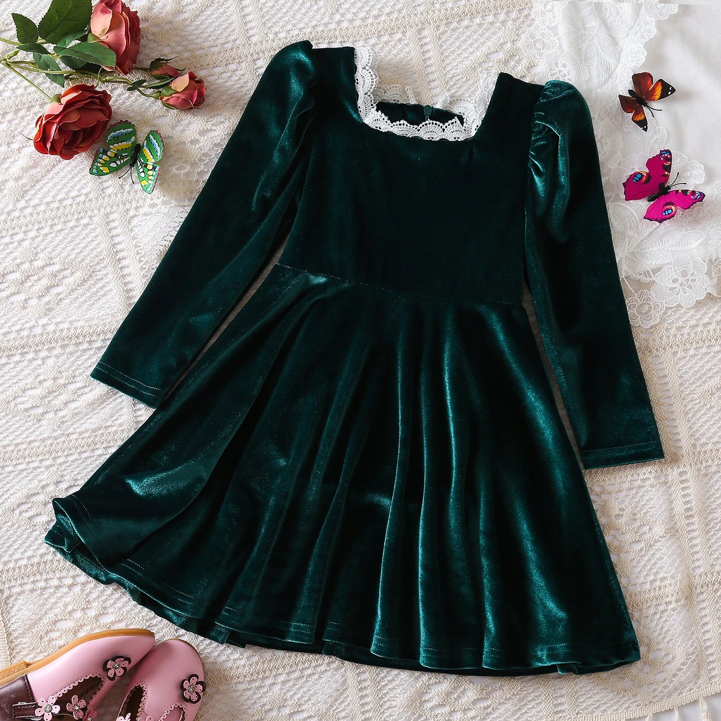Elegant Baby Girl Red Knitted Dress with Tutu Skirt