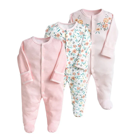 Trio Set soft cotton long sleeves rompers "Mixed Prints"