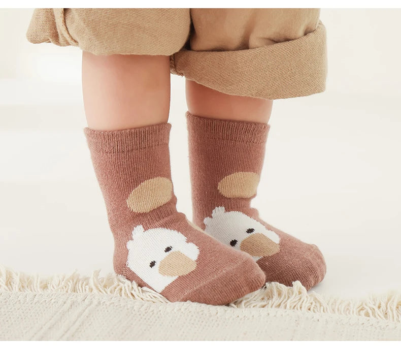 Autumn Winter  Socks Babies Non-slip Floor Sock Cartoon Bear Duck Cotton Print Newborn Toddler Accessories