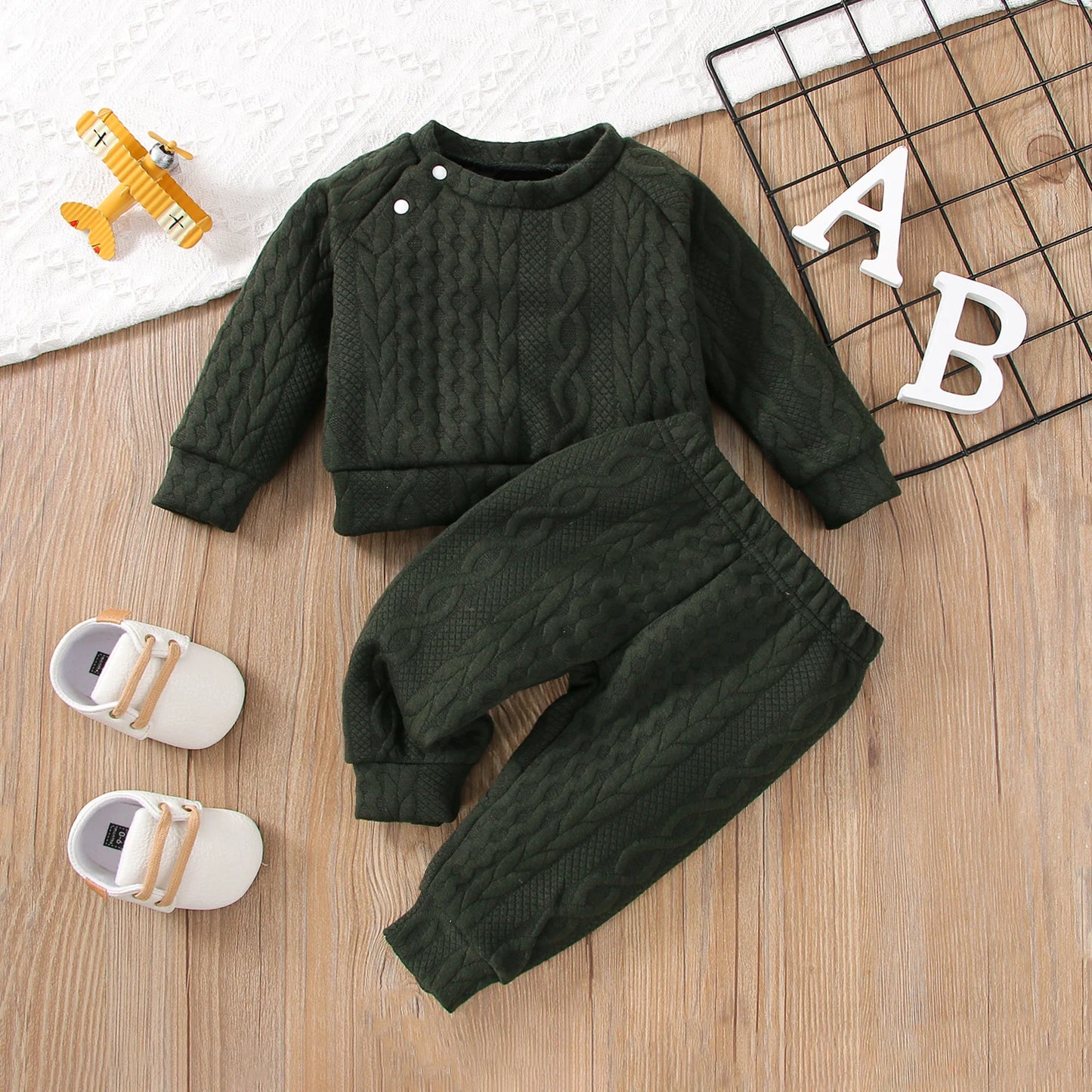 Dark Green Newborn Baby Girl Boy Clothes Set