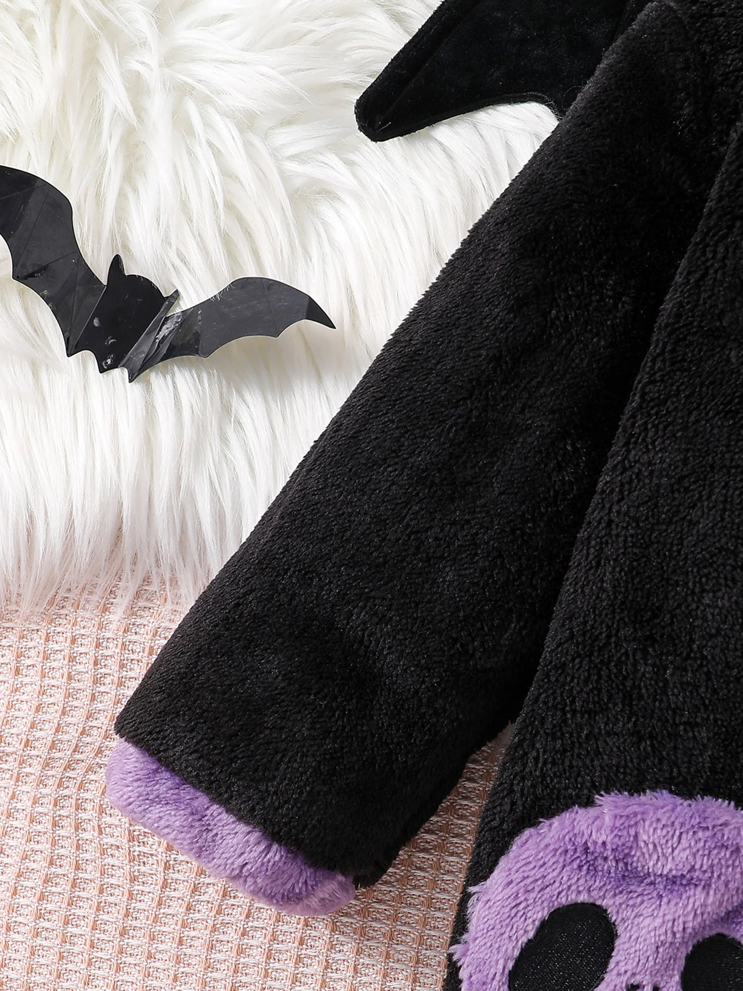Black Cat Fleece Jumpsuit Costume – Toddler Baby Romper Halloween