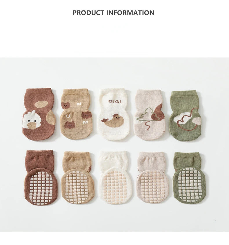 Autumn Winter  Socks Babies Non-slip Floor Sock Cartoon Bear Duck Cotton Print Newborn Toddler Accessories