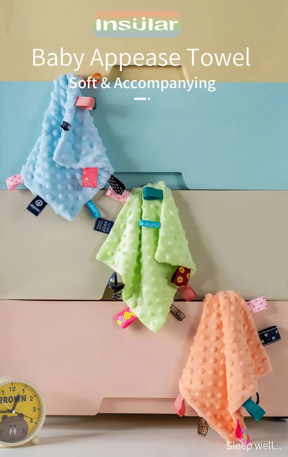 Baby Security Blanket with Colorful Tags - (Eat me) Towel