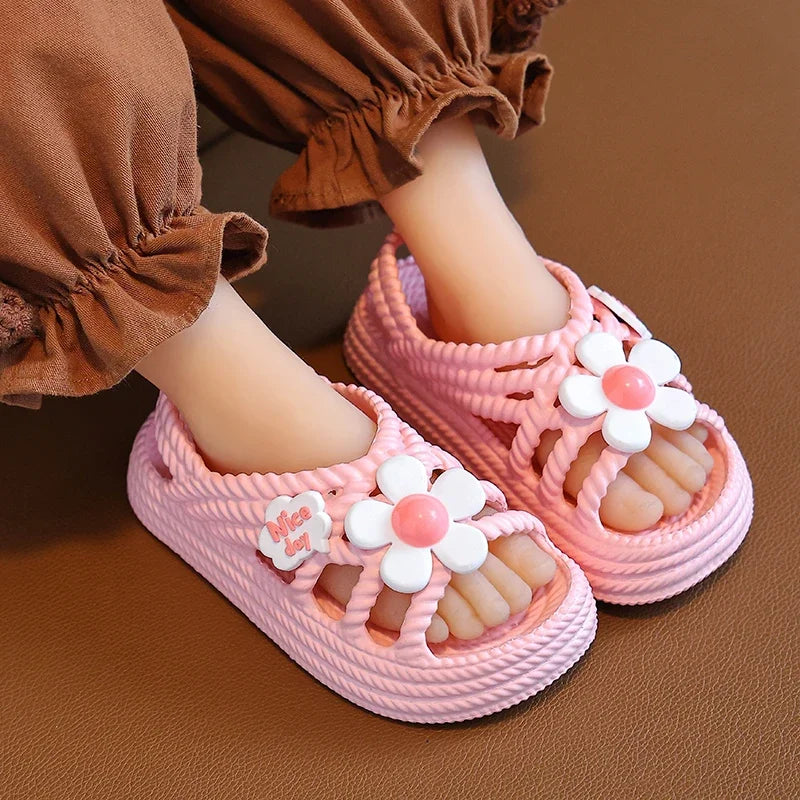 Adorable Baby Girl Summer Sandals with Floral Touch