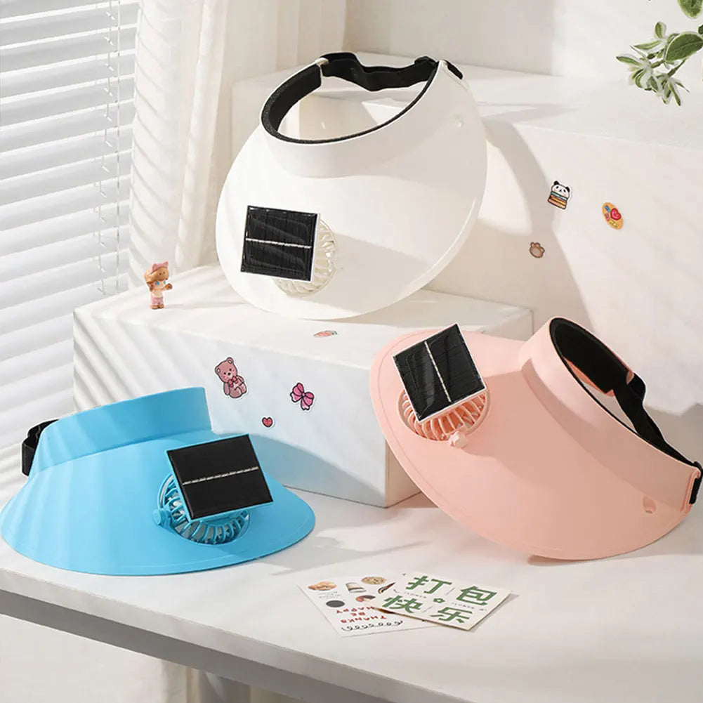 Solar-Powered Sun Visor Hat with Cooling Fan – 3 Speeds