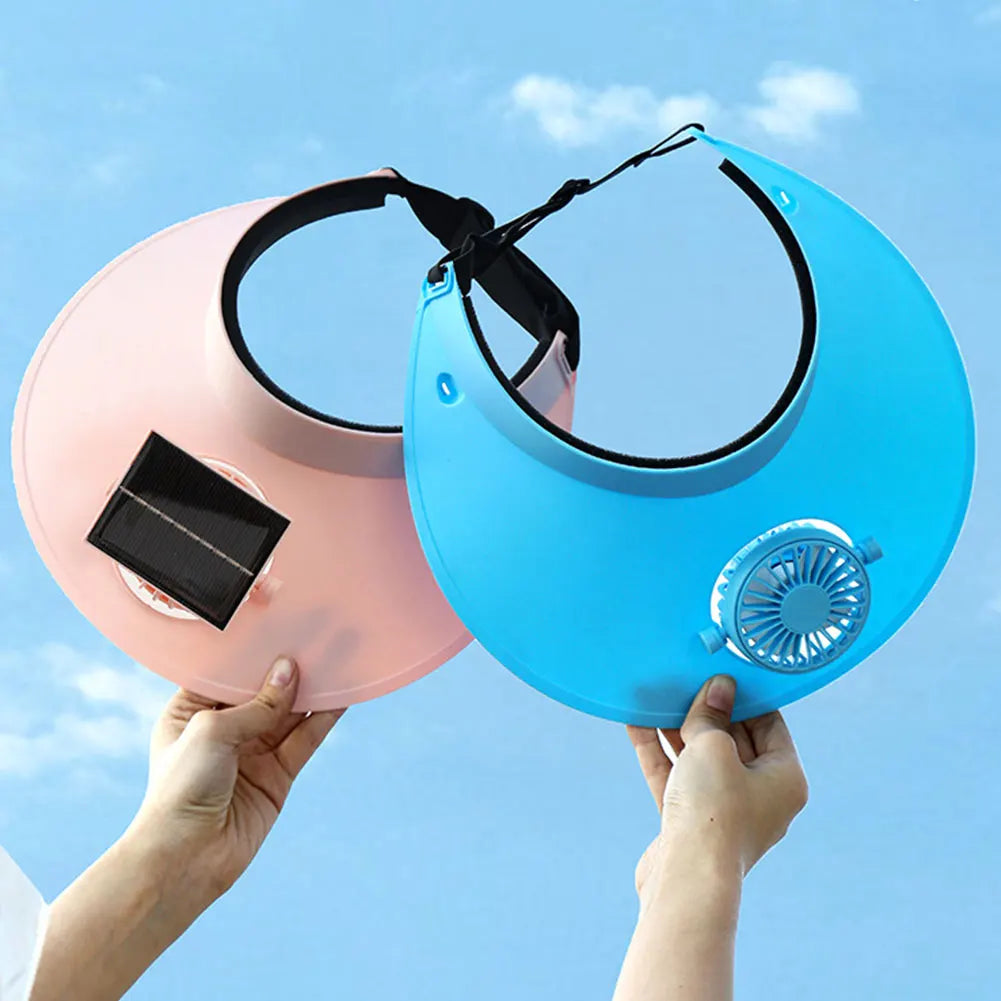 Solar-Powered Sun Visor Hat with Cooling Fan – 3 Speeds