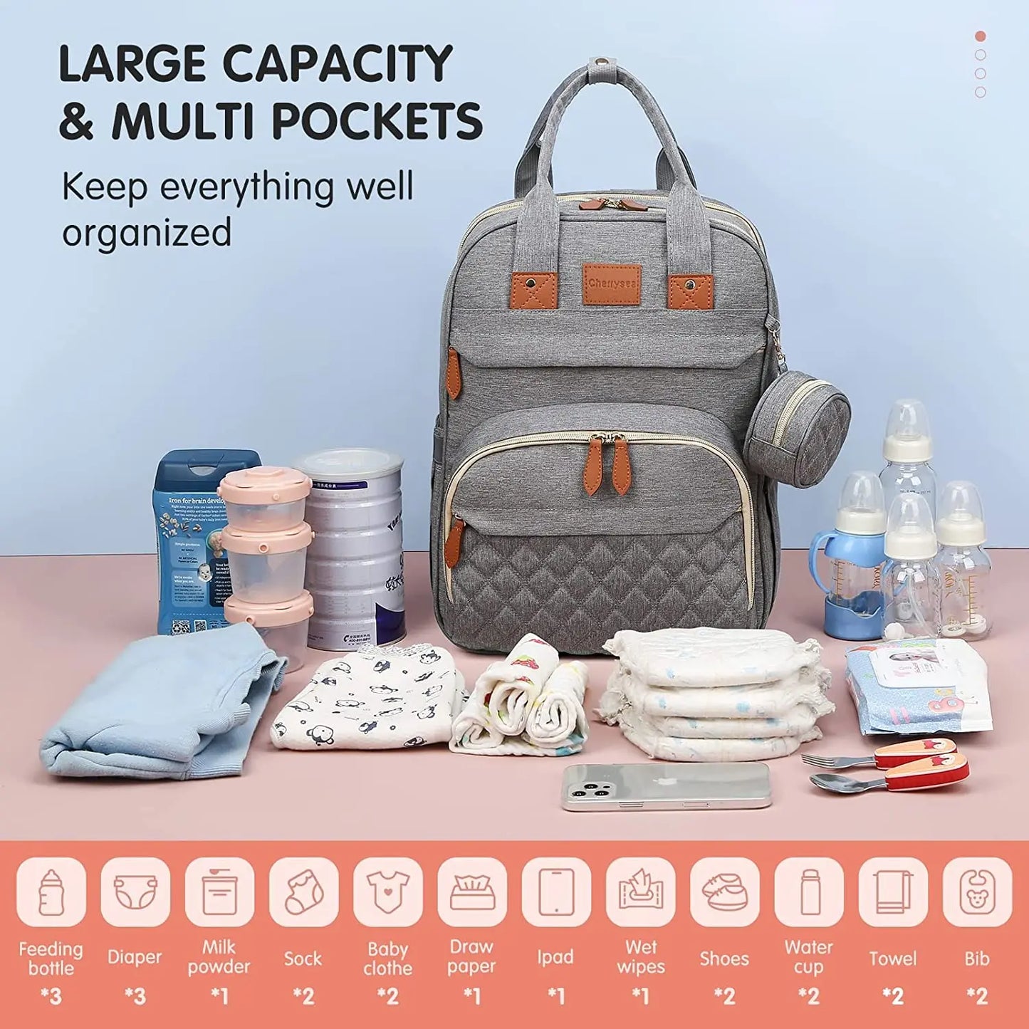 3 in 1 Diaper Bag Backpack with Crib & Mosquito Net