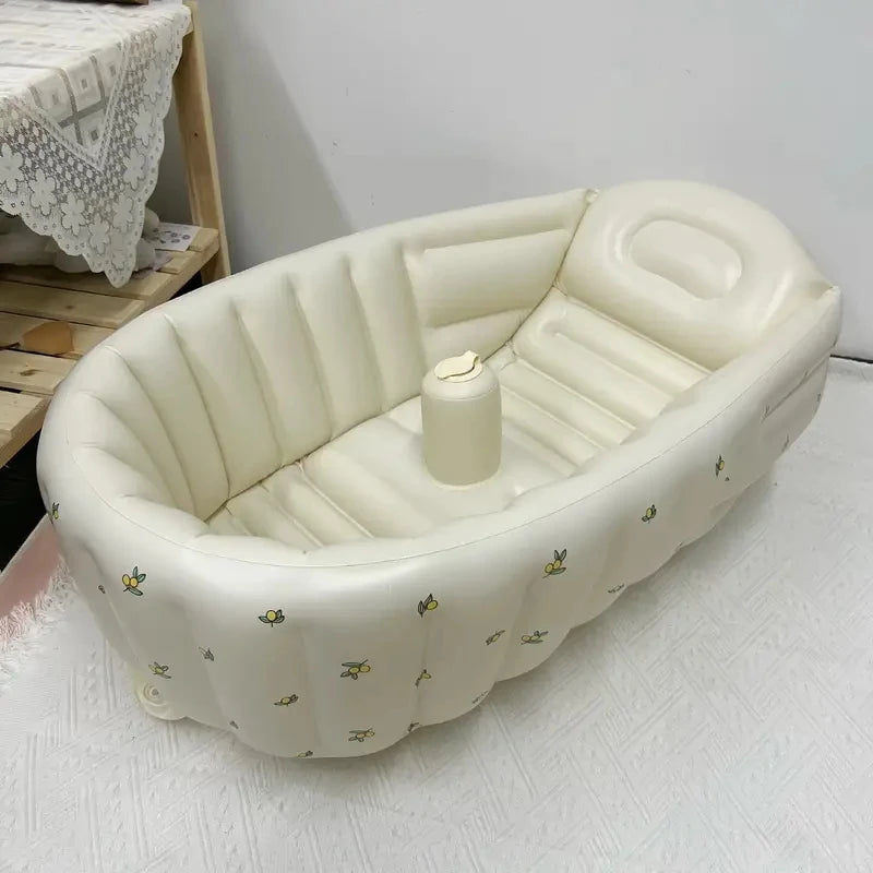 Cute Inflatable Baby Bathtub with Headrest & Stopper