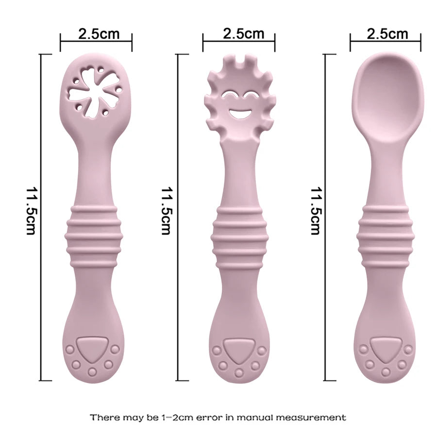 3PCs Baby Silicone Spoons