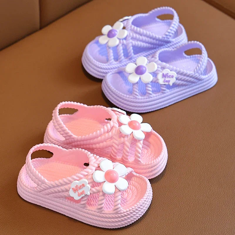 Adorable Baby Girl Summer Sandals with Floral Touch
