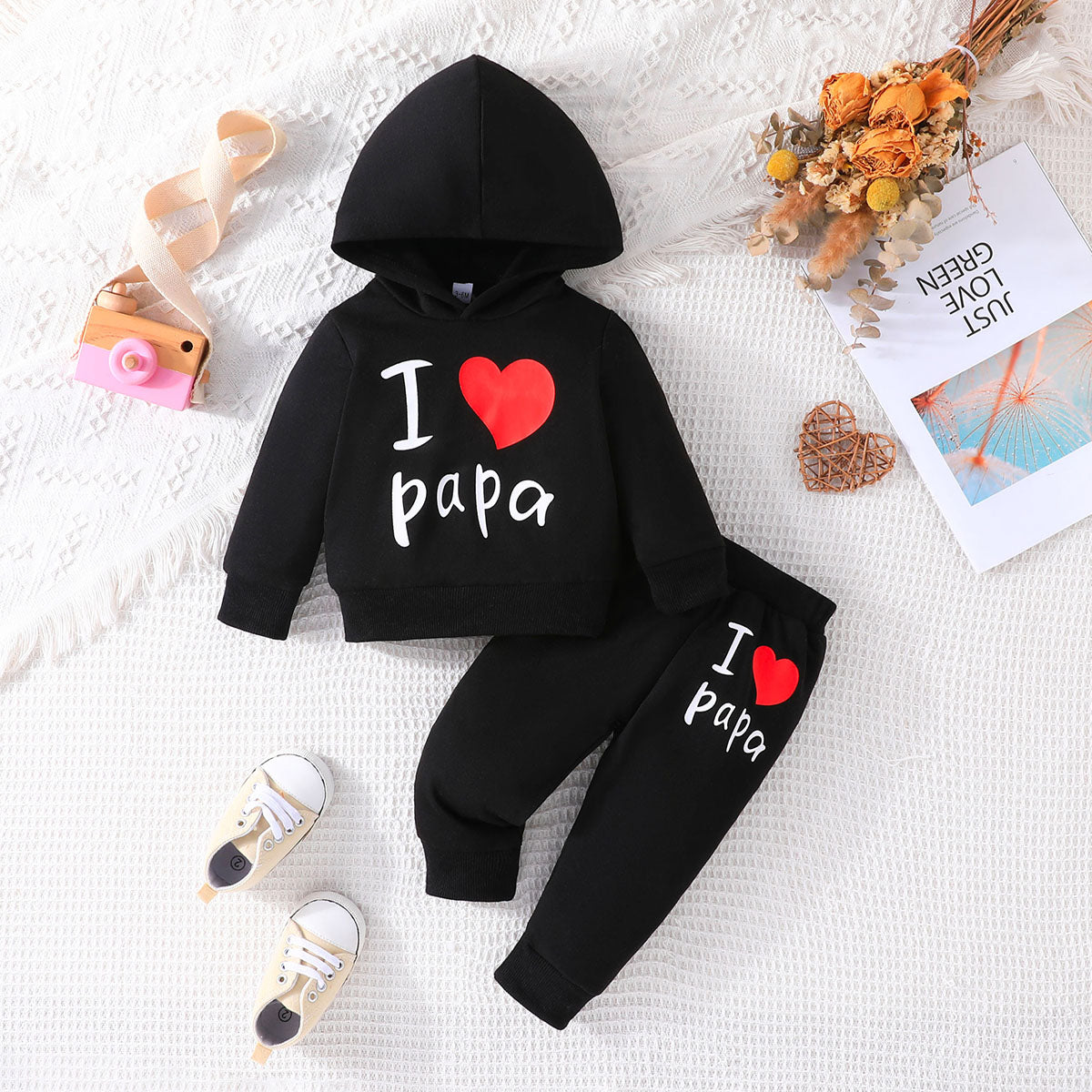 I Love Papa 2 Piece Set (Hoodie & Pants)