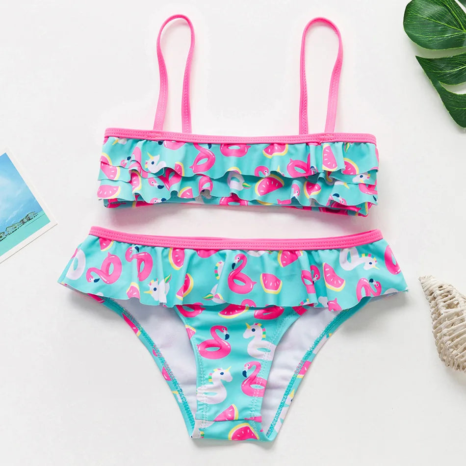 Charming Girls Swimsuits Fish Scale Print