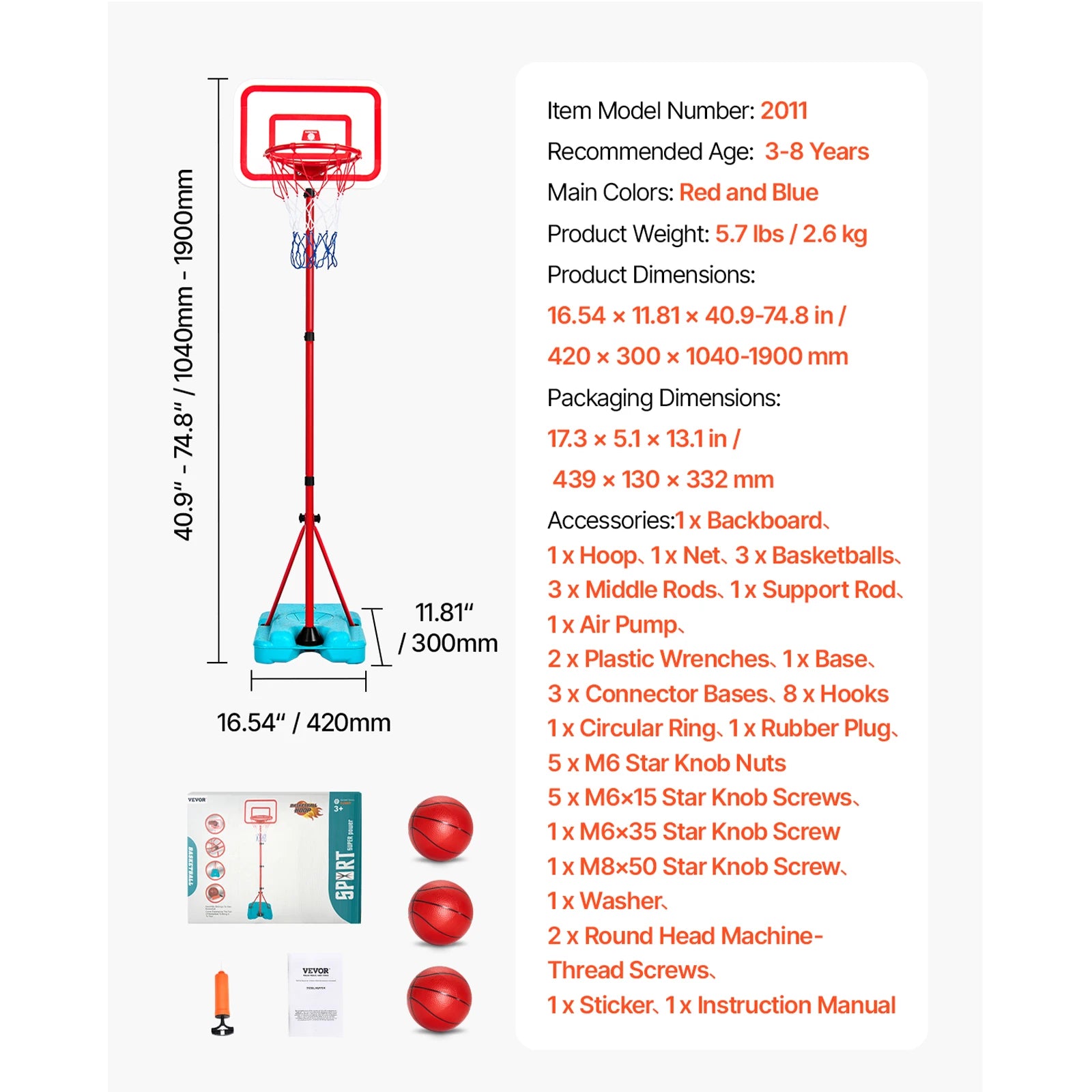 Adjustable Basketball Hoop for Kids