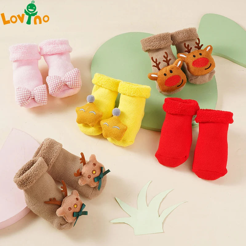 Non-slip Print Cotton Toddler Baby Christmas Socks for Newborns