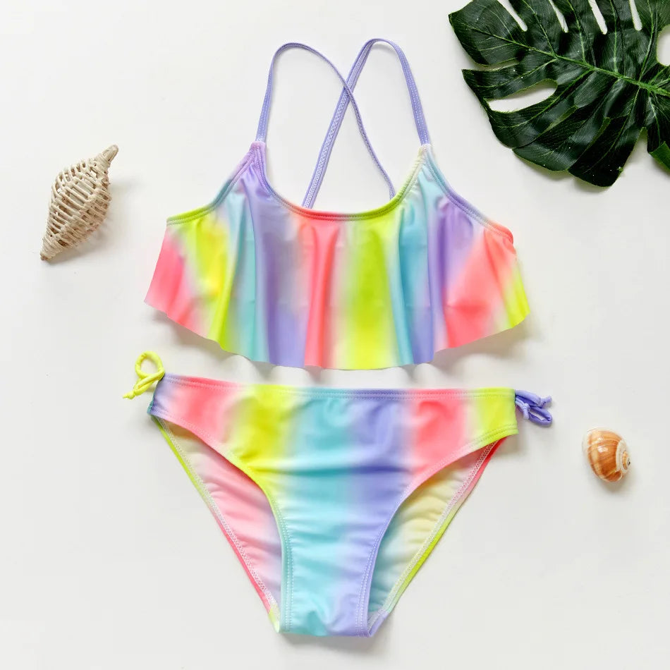 Charming Girls Swimsuits Fish Scale Print