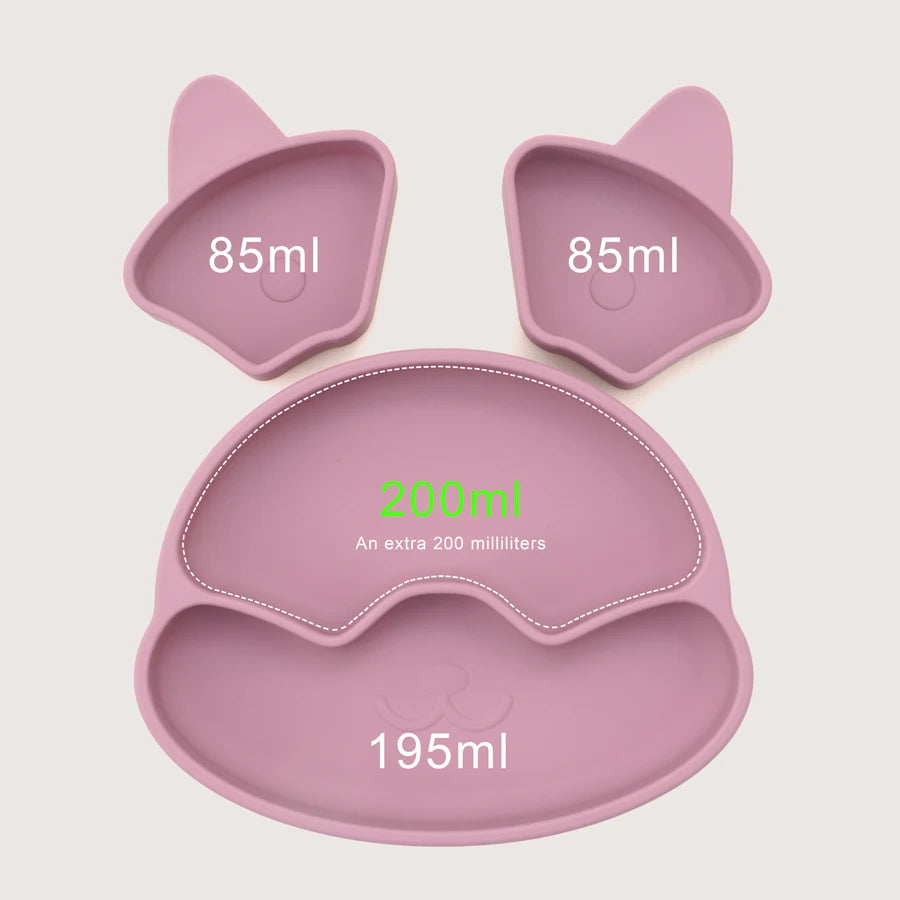 Silicone Baby Plate with Suction + 2 Small Bowls