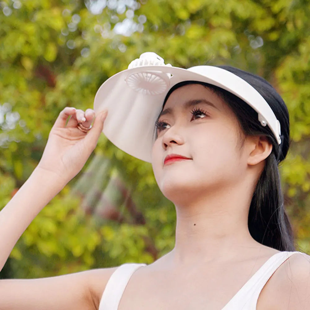 Solar-Powered Sun Visor Hat with Cooling Fan – 3 Speeds