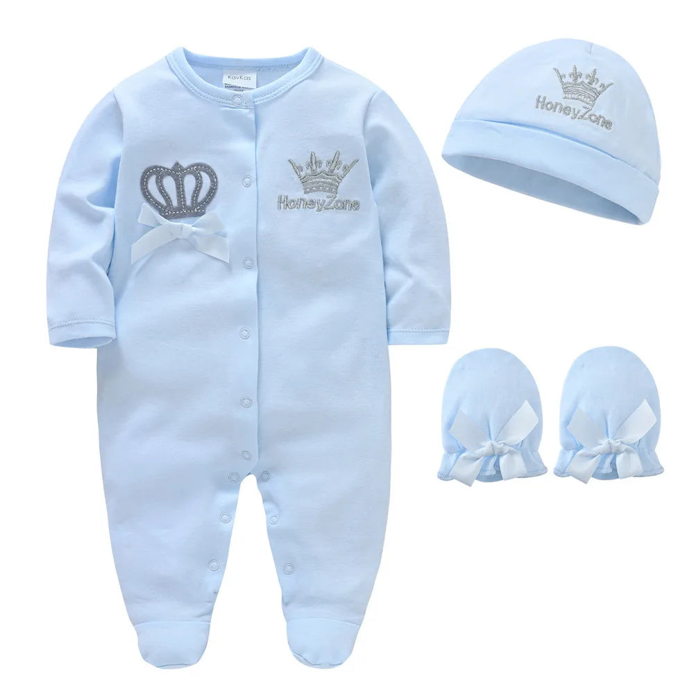 Royal Newborn Baby Boys Romper Set – 100% Cotton Comfort