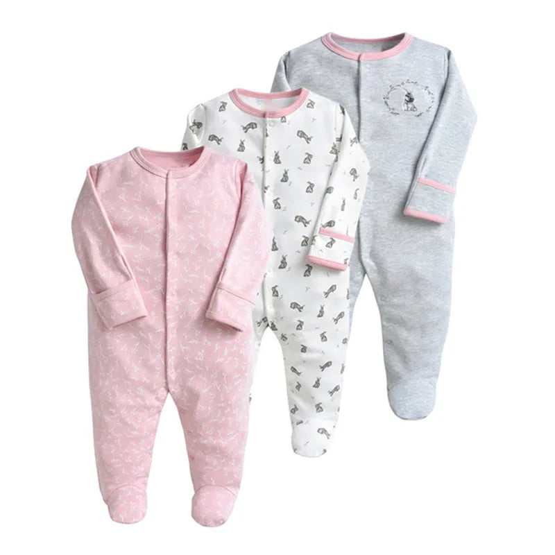 Trio Set soft cotton long sleeves rompers "Mixed Prints"