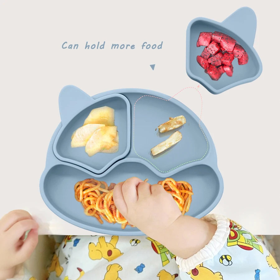 Silicone Baby Plate with Suction + 2 Small Bowls