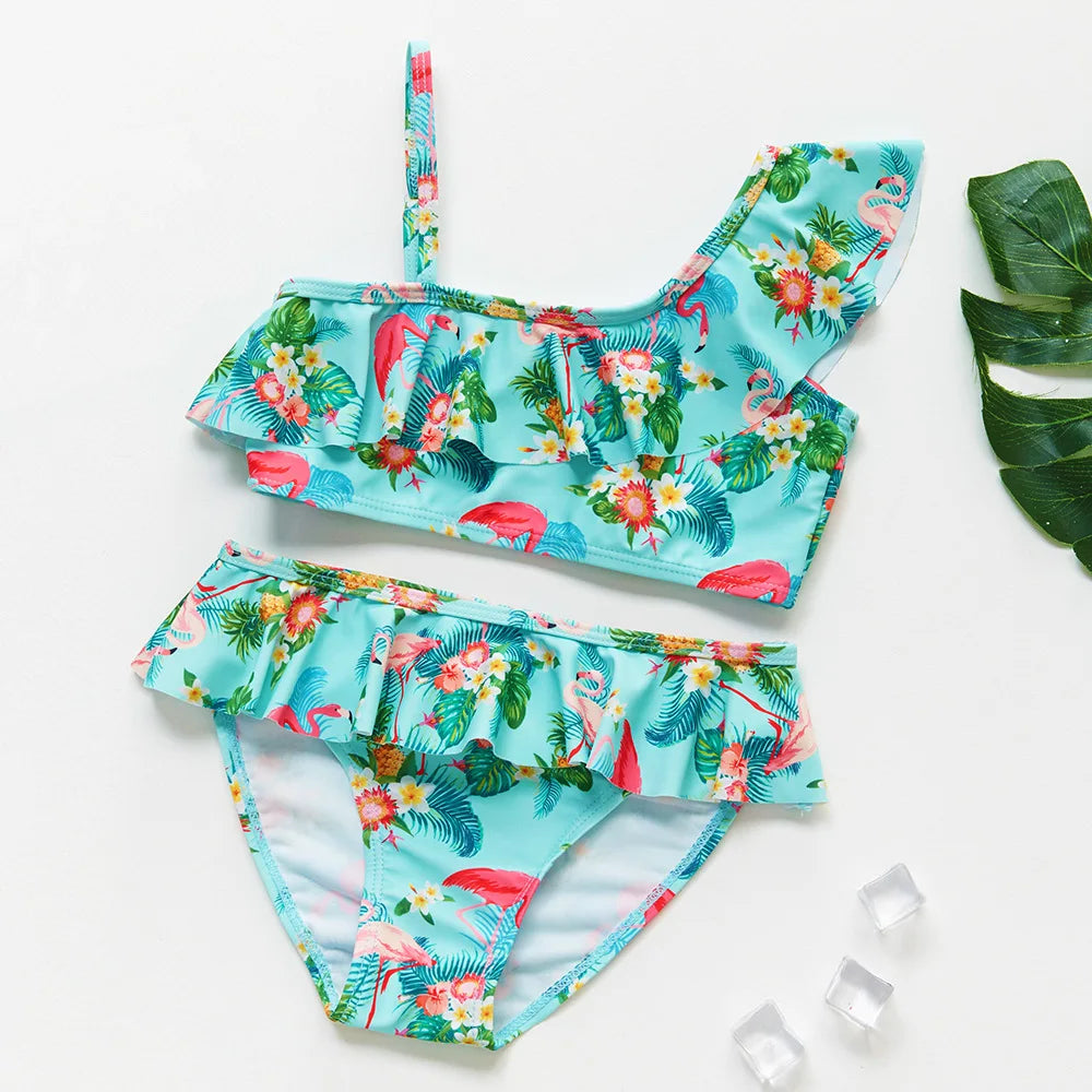 Charming Girls Swimsuits Fish Scale Print