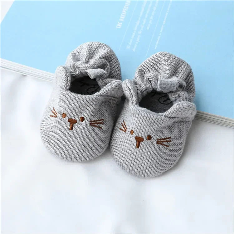 Newborn Baby Crib Shoes Boys Girls Casual First Walker Cute Animal Ear Soft Soles Anti-Slip Toddler Flat Shoes for 0-18 Months