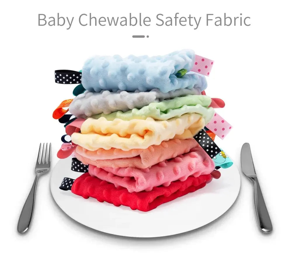Baby Security Blanket with Colorful Tags - (Eat me) Towel